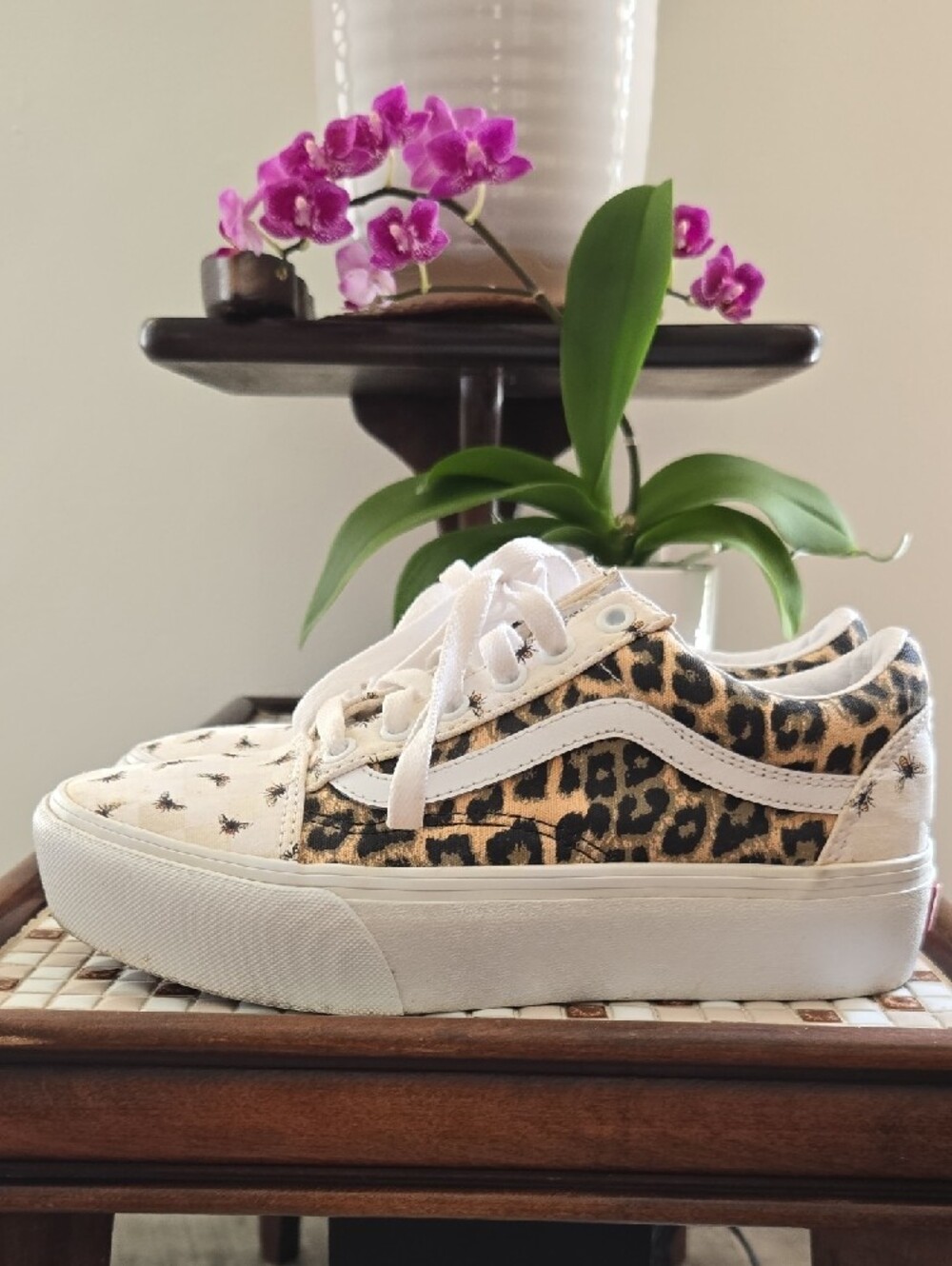 Vans Old Skool Platform Leopard Panels and Bee Print Size 6.5 - Picture 3 of 9
